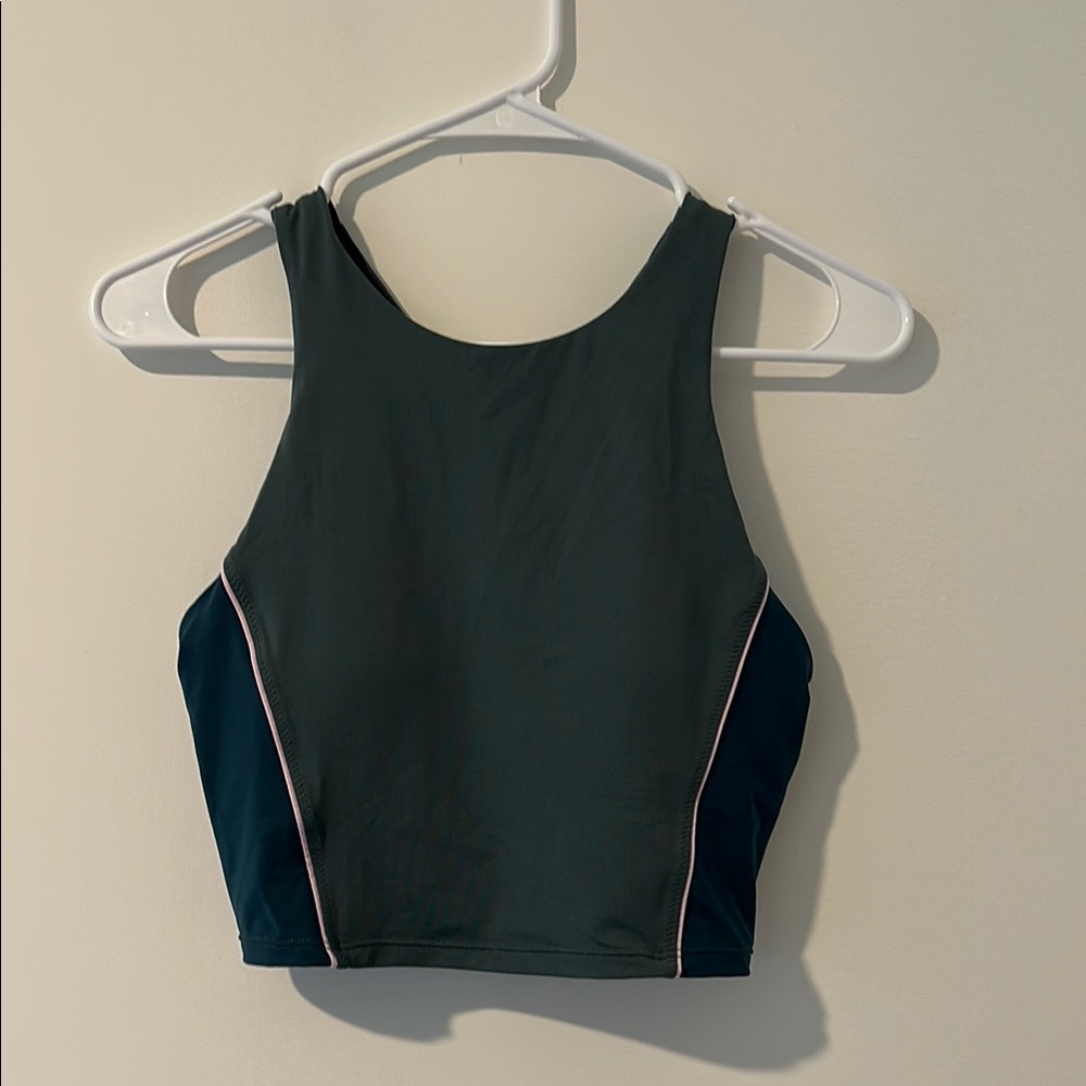 Dark Green Athleta Crop/Swim Top